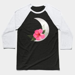 Halfmoon with Hibiskus Flower - tropical Flower Baseball T-Shirt